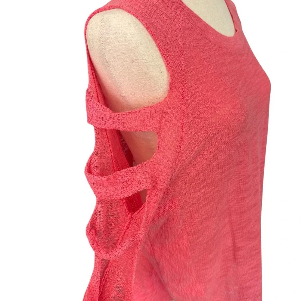 Express Hot Pink Cutout Sleeve Blouse - Picture 3 of 3